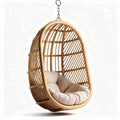 Hanging rattan egg chair with cushion for indoor and outdoor use 80 x 60 x 120cm