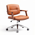 Leather office chair with wood armrests and adjustable height 50 x 60 x 90cm