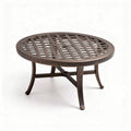 Round metal coffee table with lattice design for outdoor use 80 x 80 x 45cm