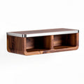 Wall-mounted wooden shelf with stainless steel accents 100 x 25 x 15cm