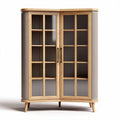 Wooden corner cabinet with glass doors and adjustable shelves 90 x 45 x 120cm