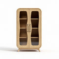 Wooden glass door cabinet with adjustable shelves 80 x 40 x 150cm