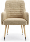 Fabric upholstered accent chair with wooden legs 50 x 50 x 80cm beige color