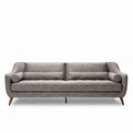 Modern gray fabric sofa with wooden legs and two side cushions 220 x 90 x 85cm