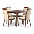 Wooden dining table set with beige upholstered chairs 120 x 80 x 75cm