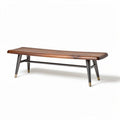 Wooden bench with curved seat and metal legs 150 x 40 x 45cm