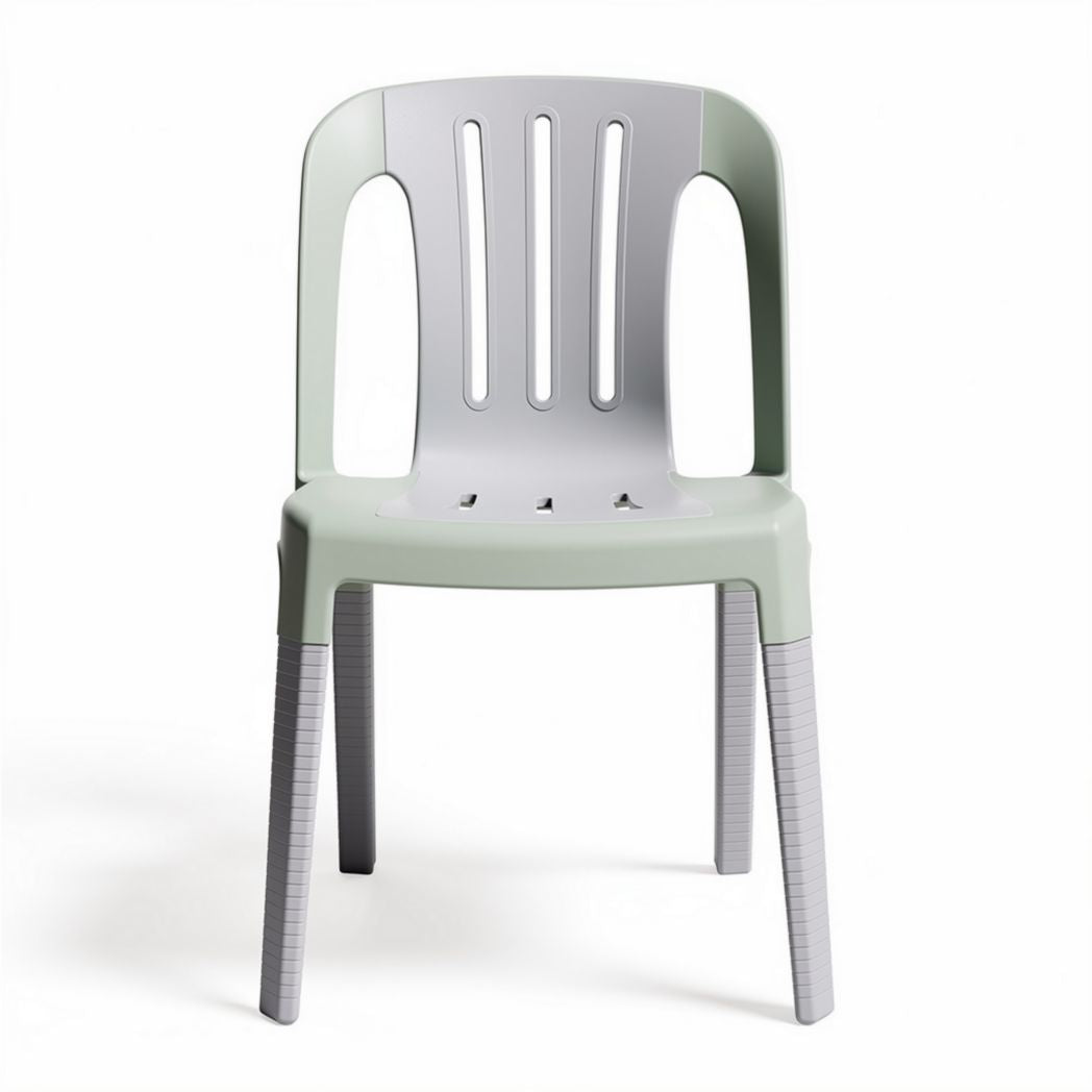 Plastic stackable chair in green and gray for indoor and outdoor use 40 x 40 x 80cm