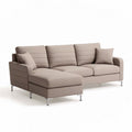 Sectional sofa with removable cushions in light beige fabric 220 x 90 x 85cm