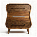 Wooden storage cabinet with three drawers and geometric design 60 x 40 x 80cm